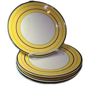 Pagnossin set (4) salad plates Treviso Spa Stoneware Yellow ironstone Italy new